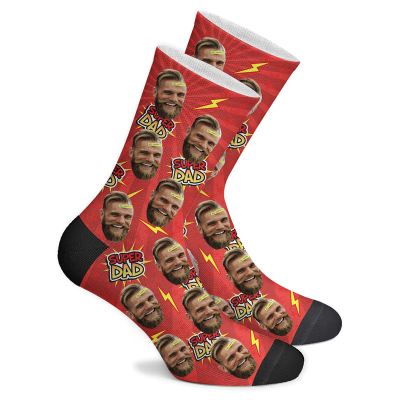 Custom Face Socks Super Hero Dad Photo Socks