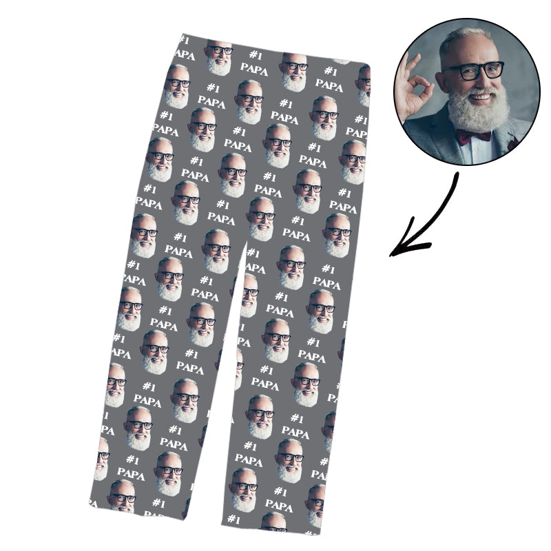 Father's Day Custom Photo Pajamas Pants #1 Papa