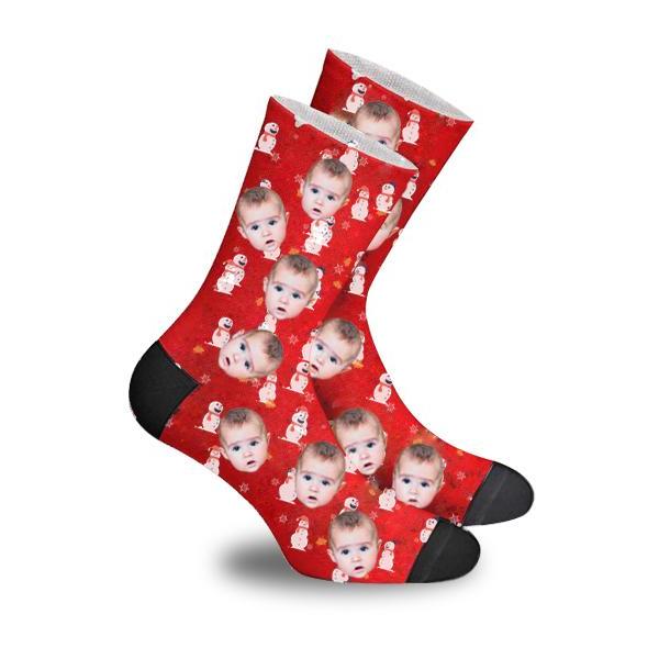 Custom Snowman Face Socks Photo Socks - Make Custom Gifts