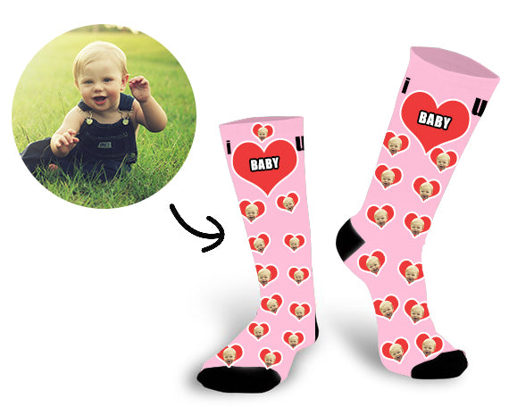 Custom Baby Face In The Heart Face Socks - Make Custom Gifts