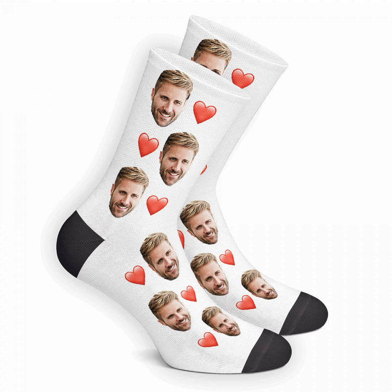 Custom Heart Photo Collage Face Socks