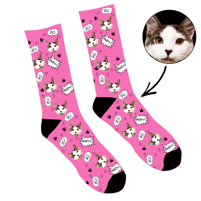 Custom Face Socks Your Cat Meow Socks - Make Custom Gifts