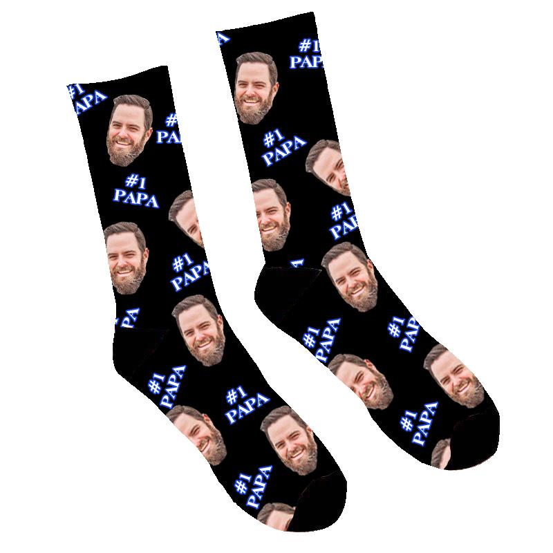 Custom #1 Papa Face Socks - Make Custom Gifts