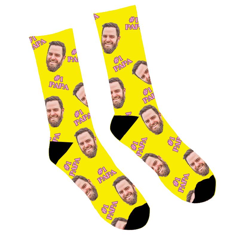 Custom #1 Papa Face Socks - Make Custom Gifts