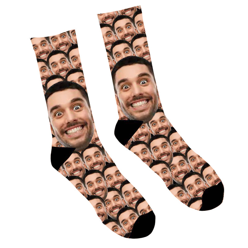 Custom Face Socks Christmas Candy Cane Socks