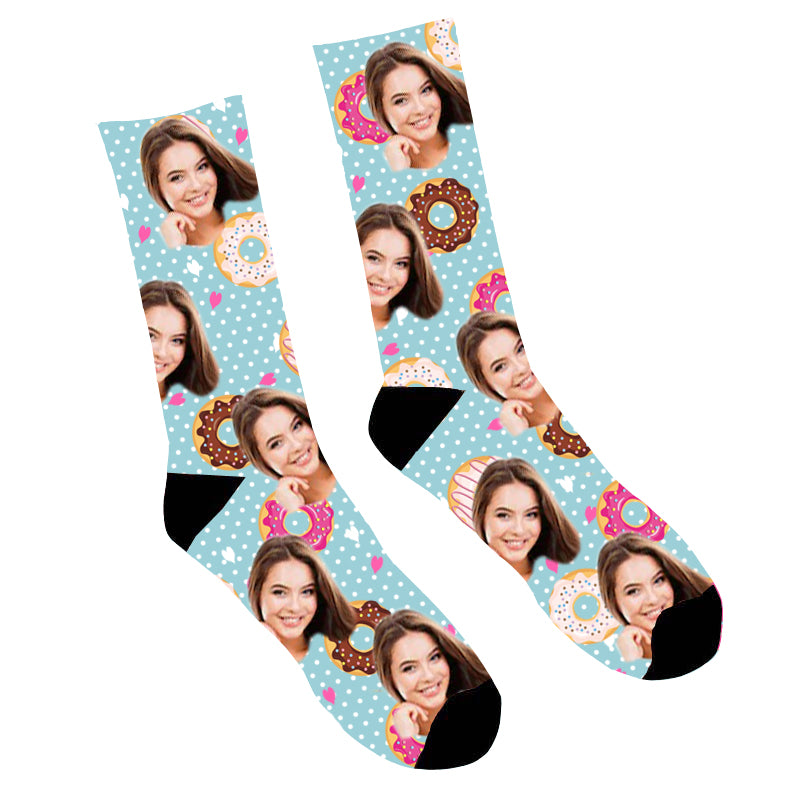 Custom Face Socks Cute Donuts Socks - Make Custom Gifts
