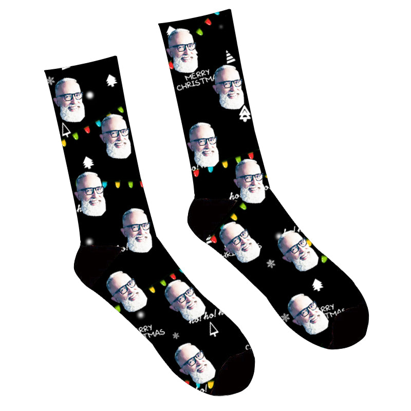 Custom Photo Face Socks Merry Christmas