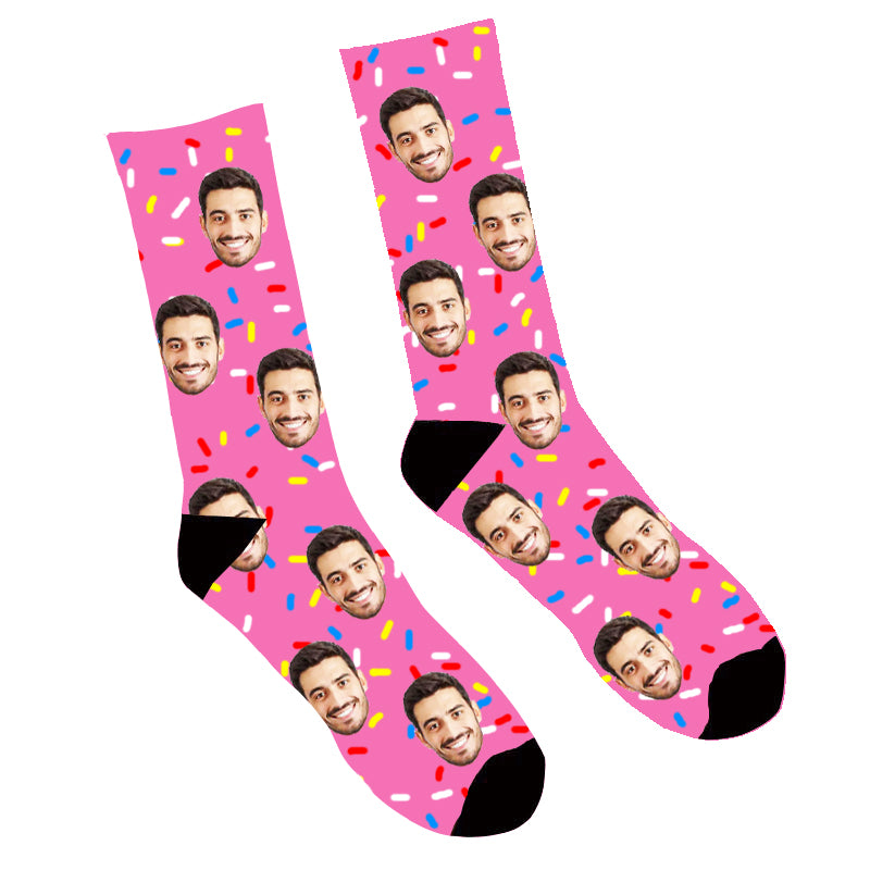 Custom Face Socks Donut Sprinkles Socks - Make Custom Gifts