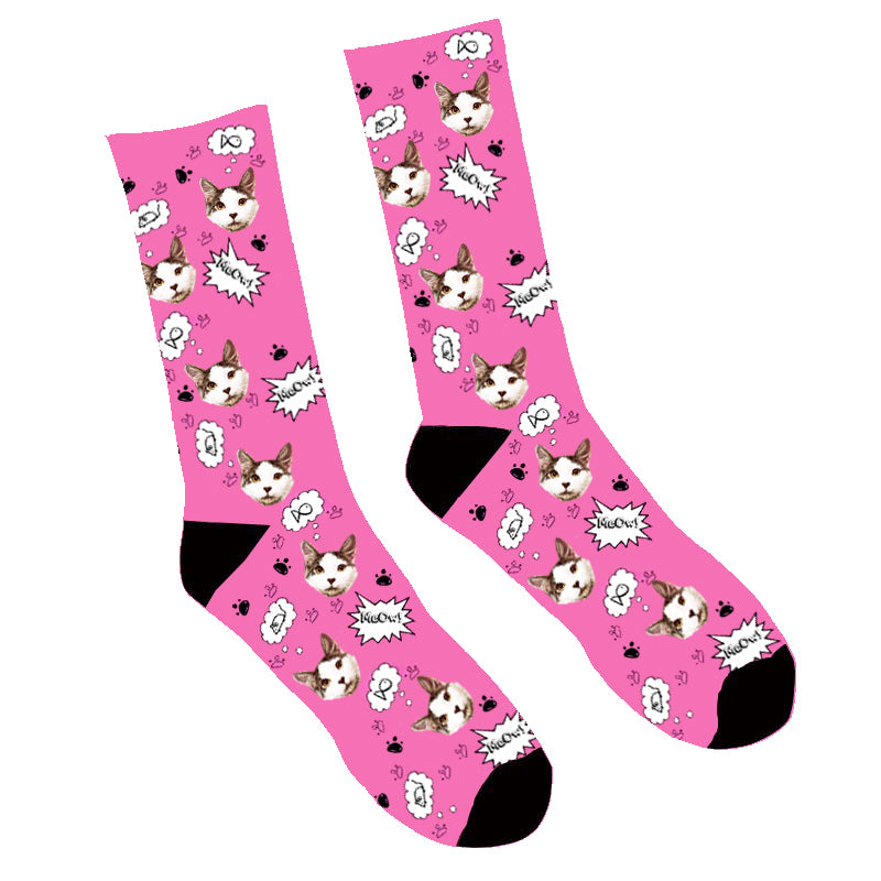 Custom Face Socks Your Cat Meow Socks - Make Custom Gifts