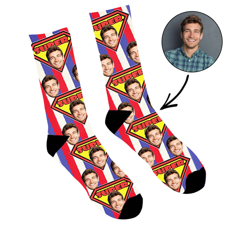 Custom Face Socks Super Face - Make Custom Gifts