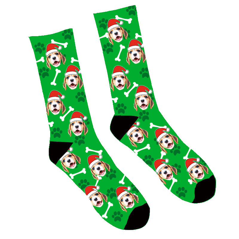 Custom Face Socks Santa My Dog Socks - Make Custom Gifts