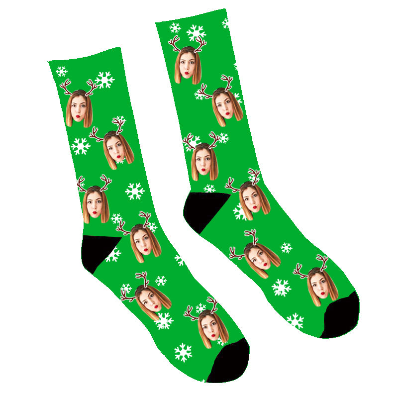 Custom Face Socks Christmas Candy Cane Socks