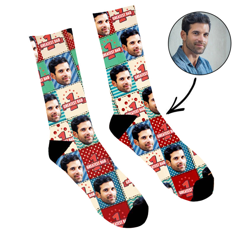 Custom Face Socks Greatest Dad - Make Custom Gifts