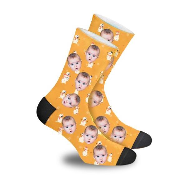 Custom Snowman Face Socks Photo Socks - Make Custom Gifts