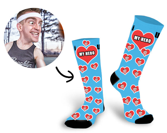 Custom My Hero Face In The Heart Face Socks - Make Custom Gifts