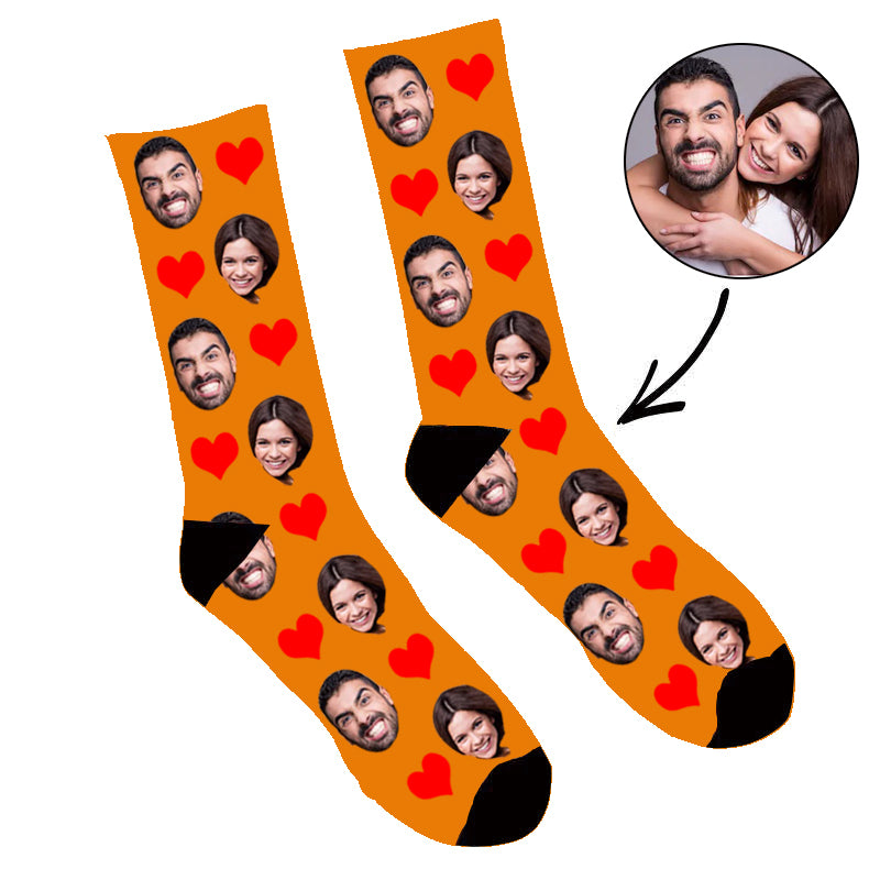 Custom Face Socks Heart - Make Custom Gifts