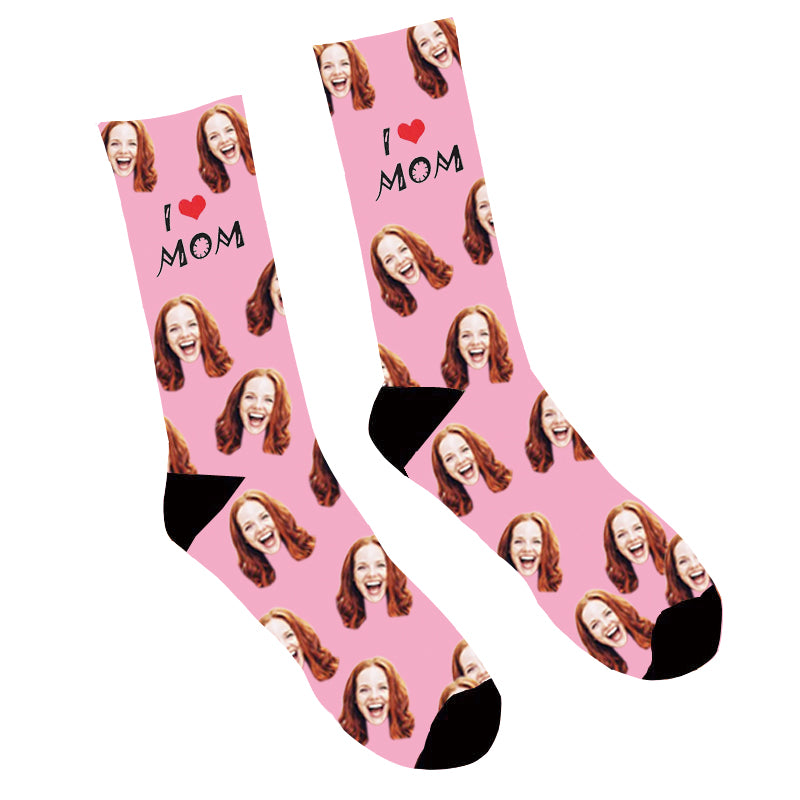 Custom Face Socks I Love Mom - Make Custom Gifts
