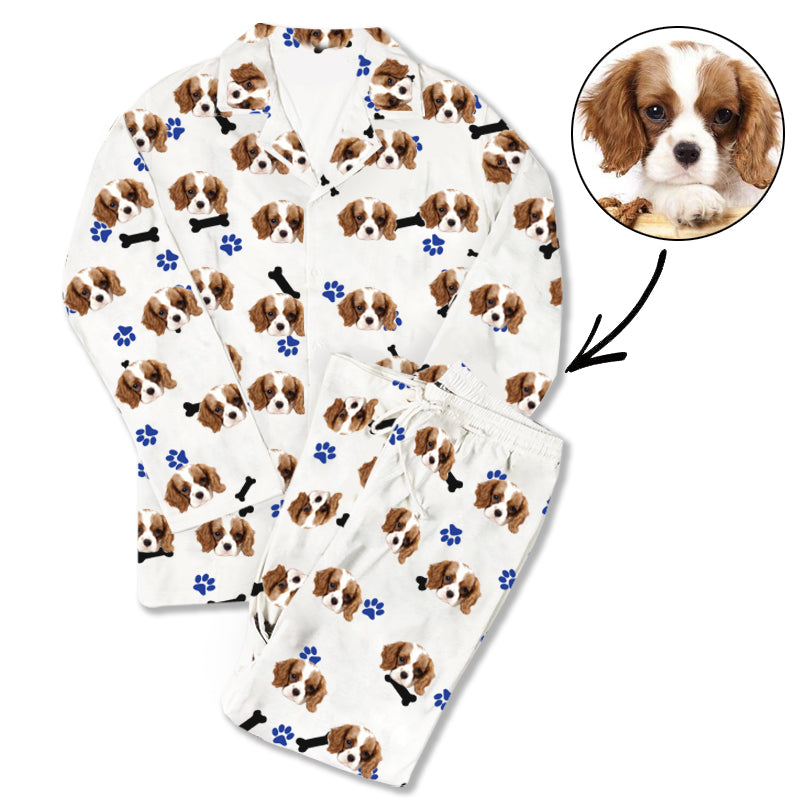 Custom Photo Pajamas Dog Footprint White - Make Custom Gifts