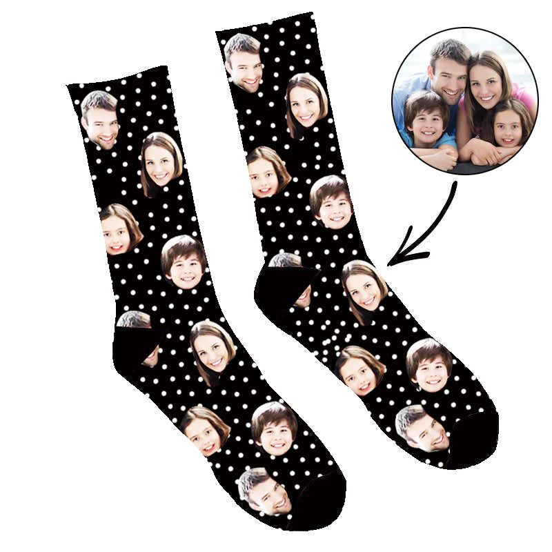 Custom Family Polka Face Socks Photo Socks - Make Custom Gifts
