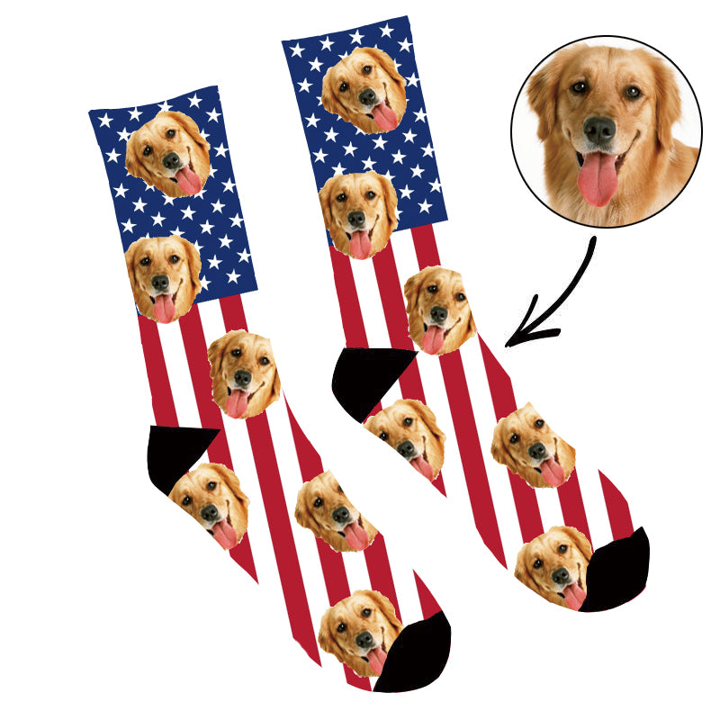 Custom Face Socks American Flag - Make Custom Gifts