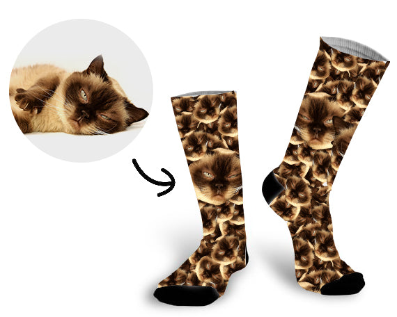 Custom All Cat Face Socks Photo Socks - Make Custom Gifts
