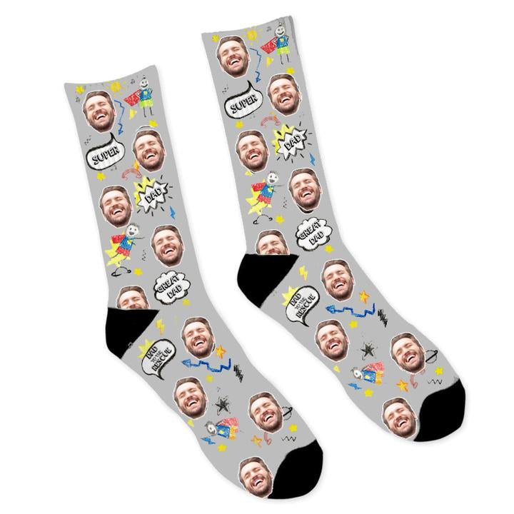 Custom Face Socks Super Dad Photo Socks - Make Custom Gifts