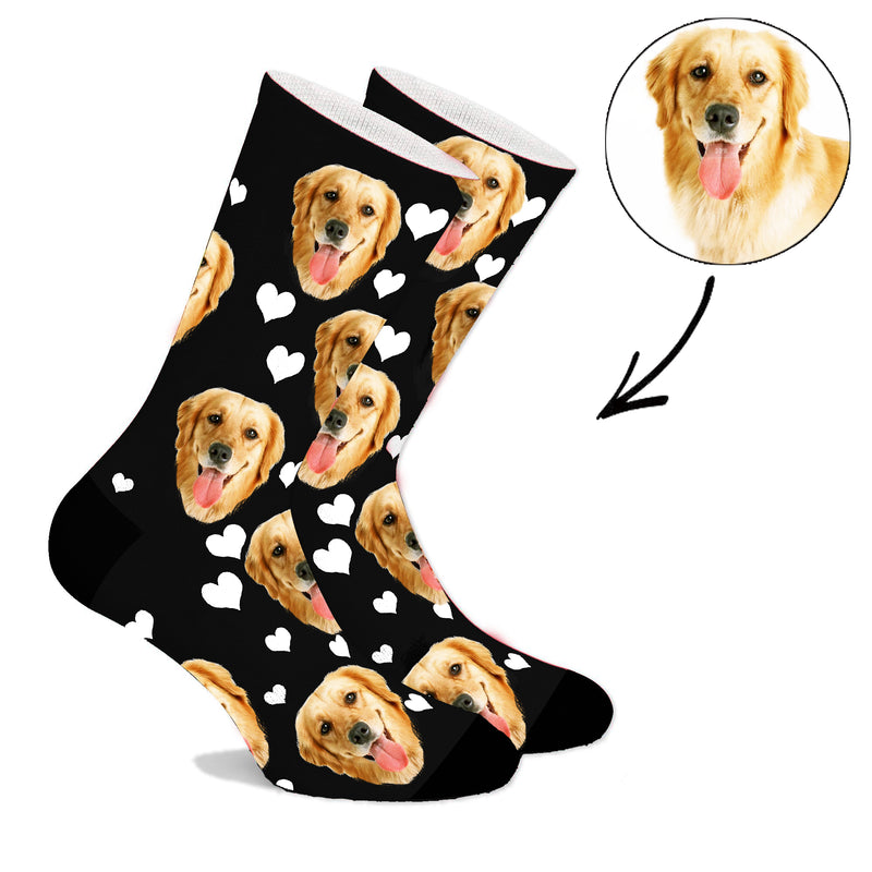 Custom Face Socks With Heart Dog - Make Custom Gifts