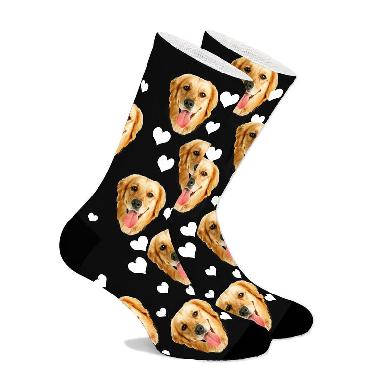 Custom Face Socks With Heart Dog - Make Custom Gifts