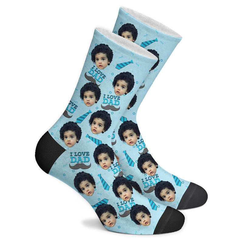 Custom I Love Dad Face Socks Photo Socks - Make Custom Gifts