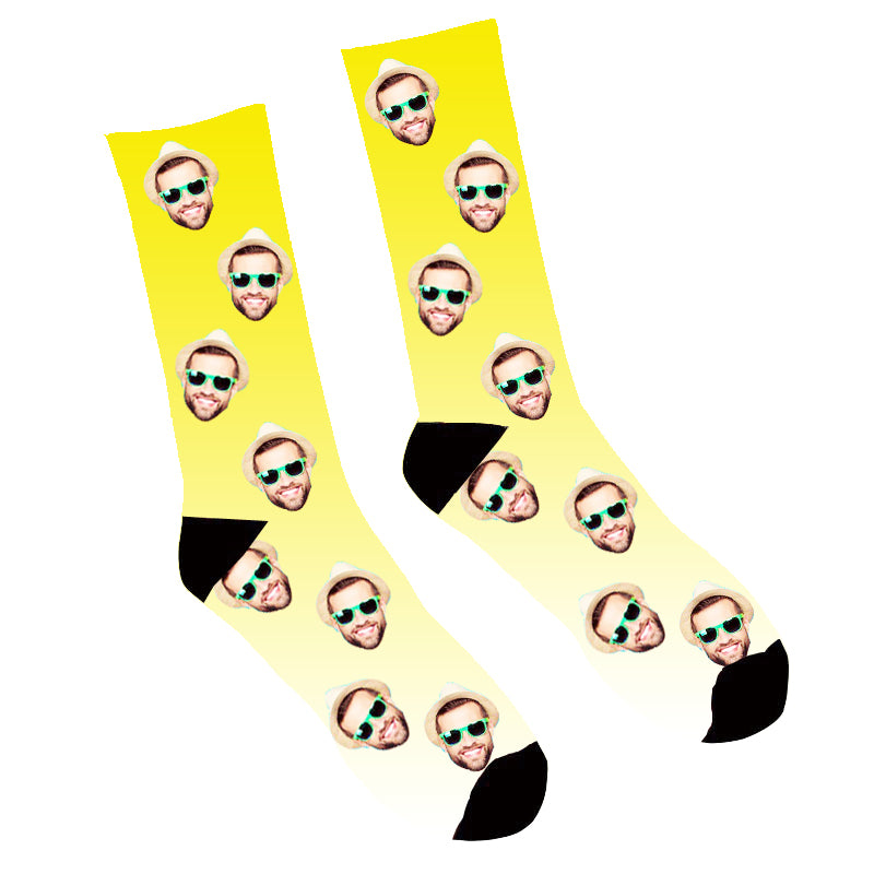 Custom Face Socks Gradient Yellow - Make Custom Gifts