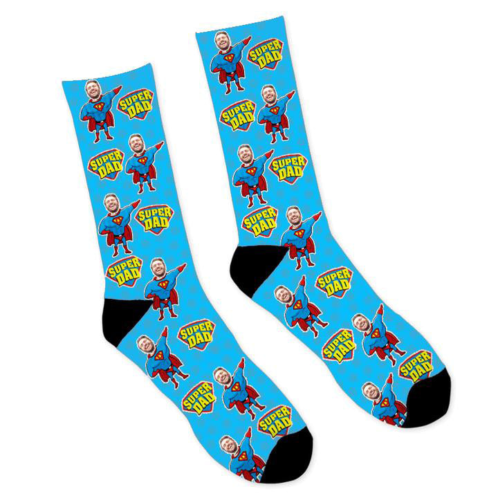 Custom Face Socks Super Hero Dad Photo Socks - Make Custom Gifts